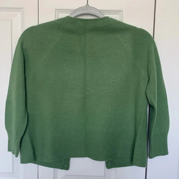 Lord and Taylor Two Ply 100% Cashmere Cardigan- Green - Picture 2 of 6